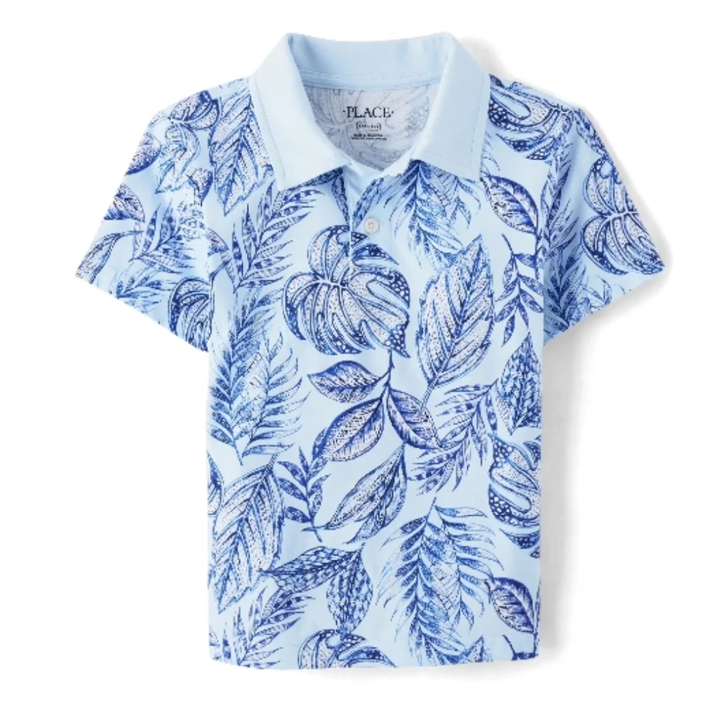 The Children's Place Short Sleeve Light Blue Clear Sky Polo. Boys 7/8 M. NWT.